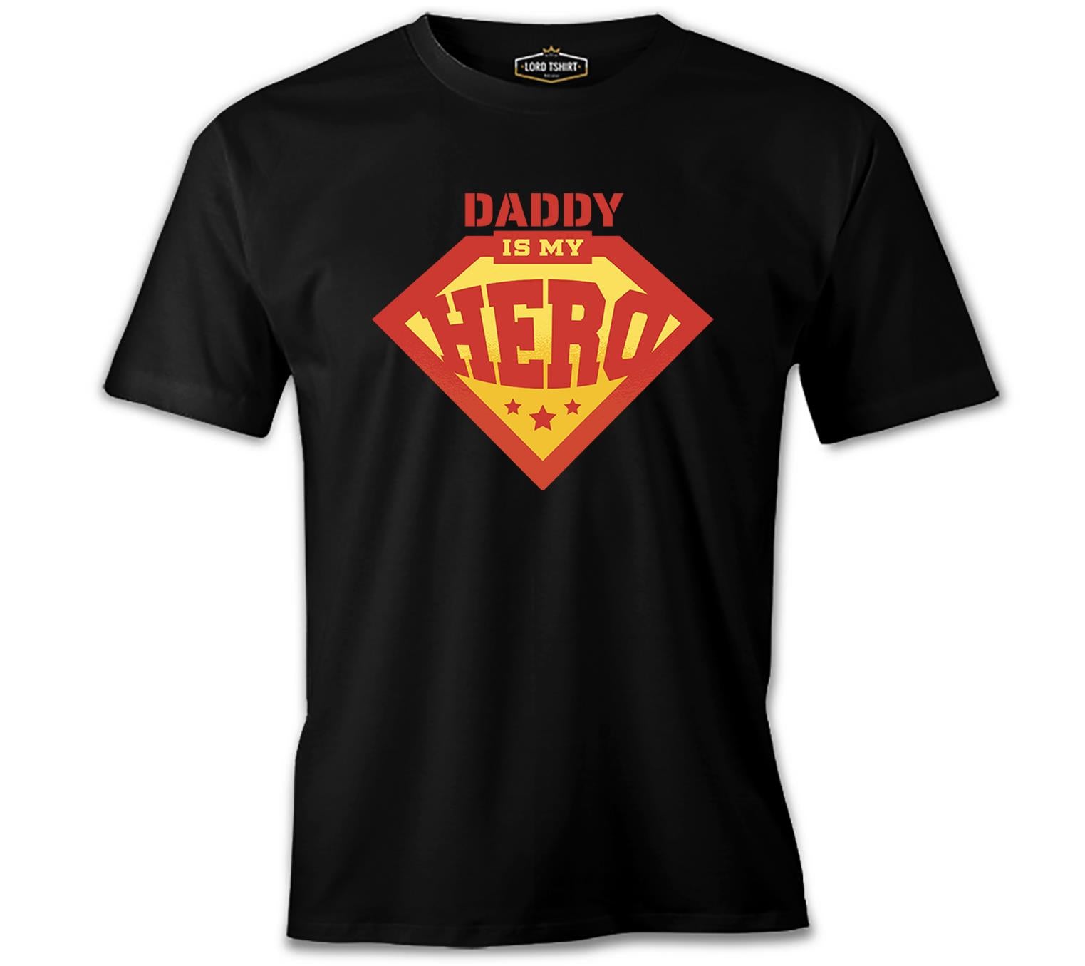 Daddy is My Hero Logo Siyah Erkek Tshirt
