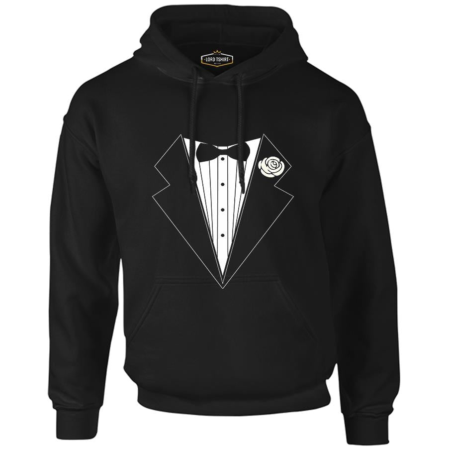 Damat - Groom Suit Siyah Erkek Fermuarsız Kapşonlu