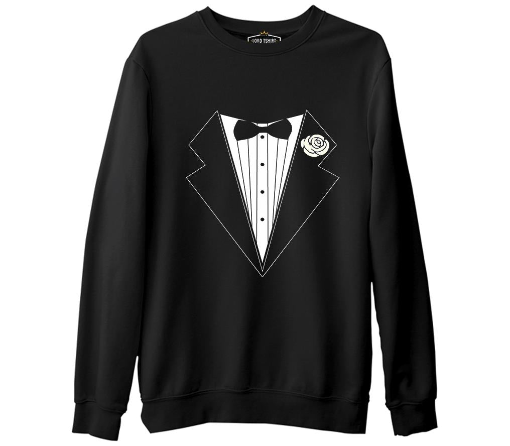 Damat - Groom Suit Siyah Erkek Kalın Sweatshirt