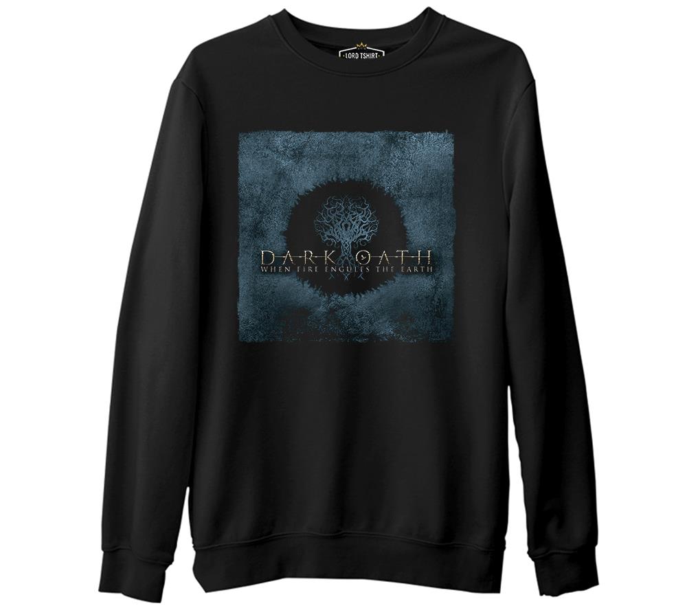 Dark Oath - When Fire Siyah Erkek Kalın Sweatshirt