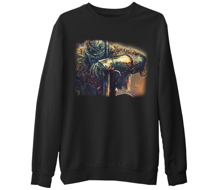 Dark Souls - Frost  Siyah Erkek Kalın Sweatshirt