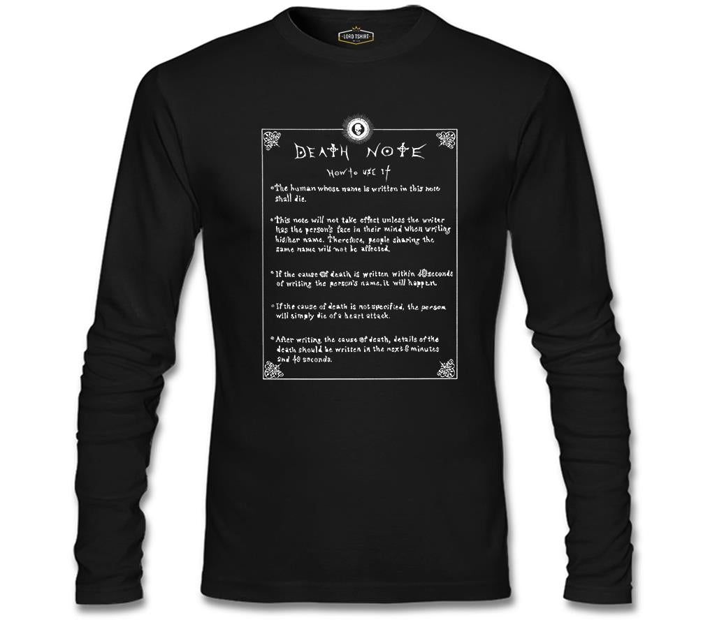 Death Note - How to Use It Siyah Erkek Sweatshirt