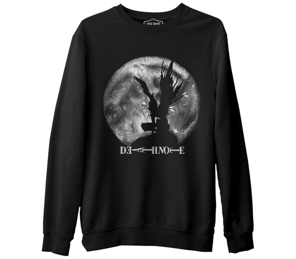 Death Note - Moon 2  Siyah Erkek Kalın Sweatshirt