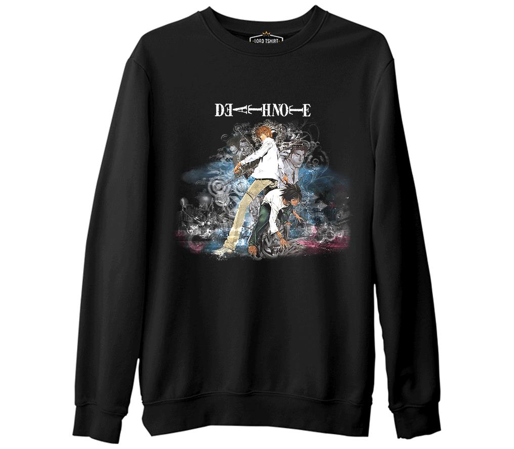 Death Note - The Apple  Siyah Erkek Kalın Sweatshirt