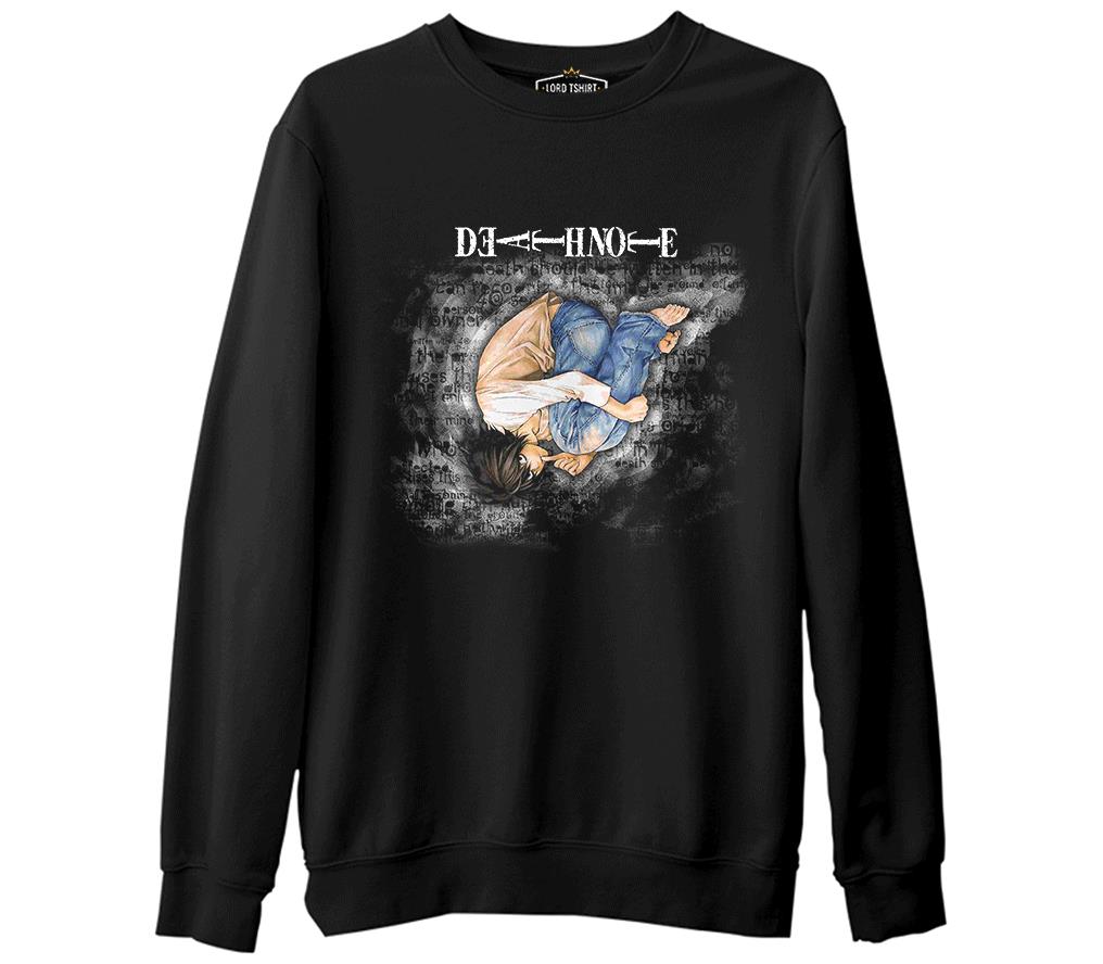Death Note - Upside Down  Siyah Erkek Kalın Sweatshirt