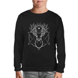 Deer Moon in a Triangle Black Kids Sweatshirt