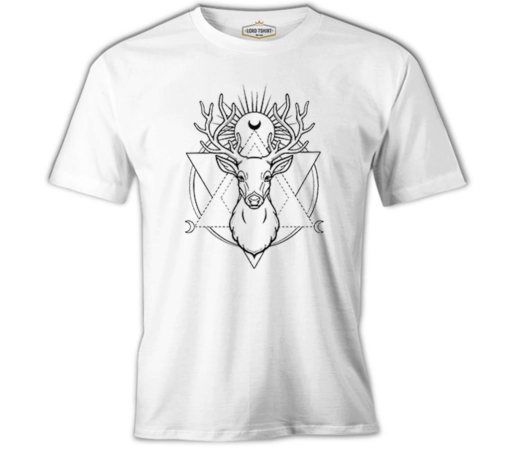 Deer Under Moon Beyaz Erkek Tshirt