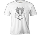 Deer Under Moon White Men's Tshirt
