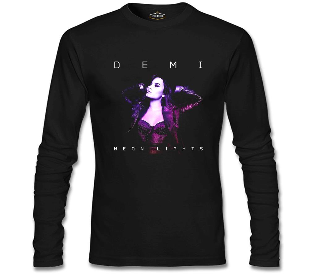 Demi Lovato - Neon Lights Siyah Erkek Sweatshirt