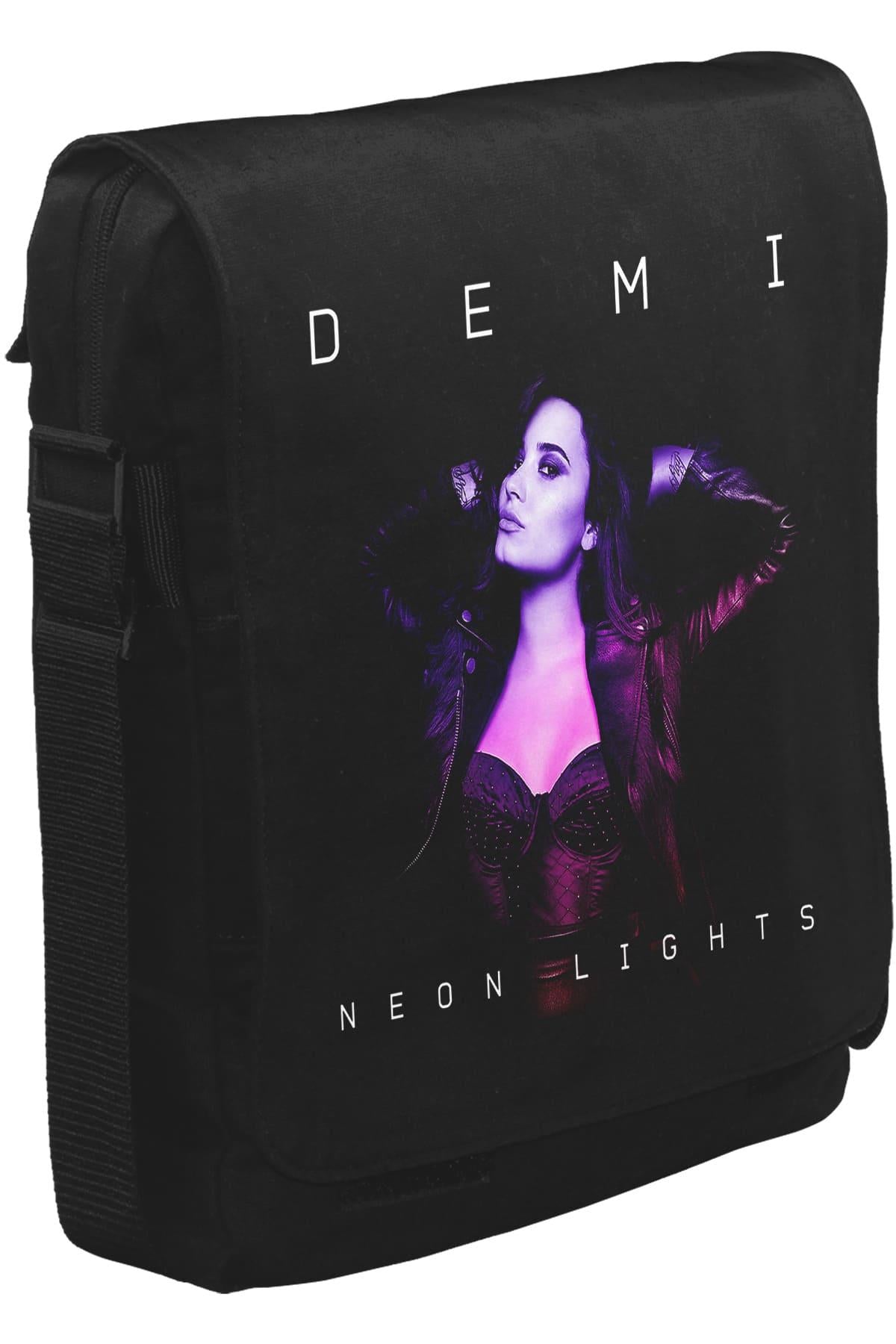 Demi Lovato - Neon Lights Unisex Siyah Postacı Çanta