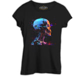 Digital Dream - Cyberpunk Skull Printed Black Women's Tshirt 