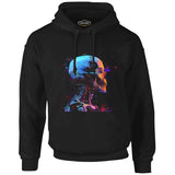 Digital Dream - Cyberpunk Skull Printed Black Men's Zipperless Hoodie 