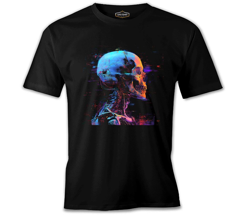 Digital Dream - Cyberpunk Skull Printed Black Men's Tshirt 