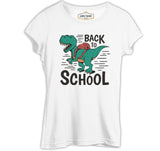 Dinosaur Back to School with the Bag Beyaz Kadın Tshirt