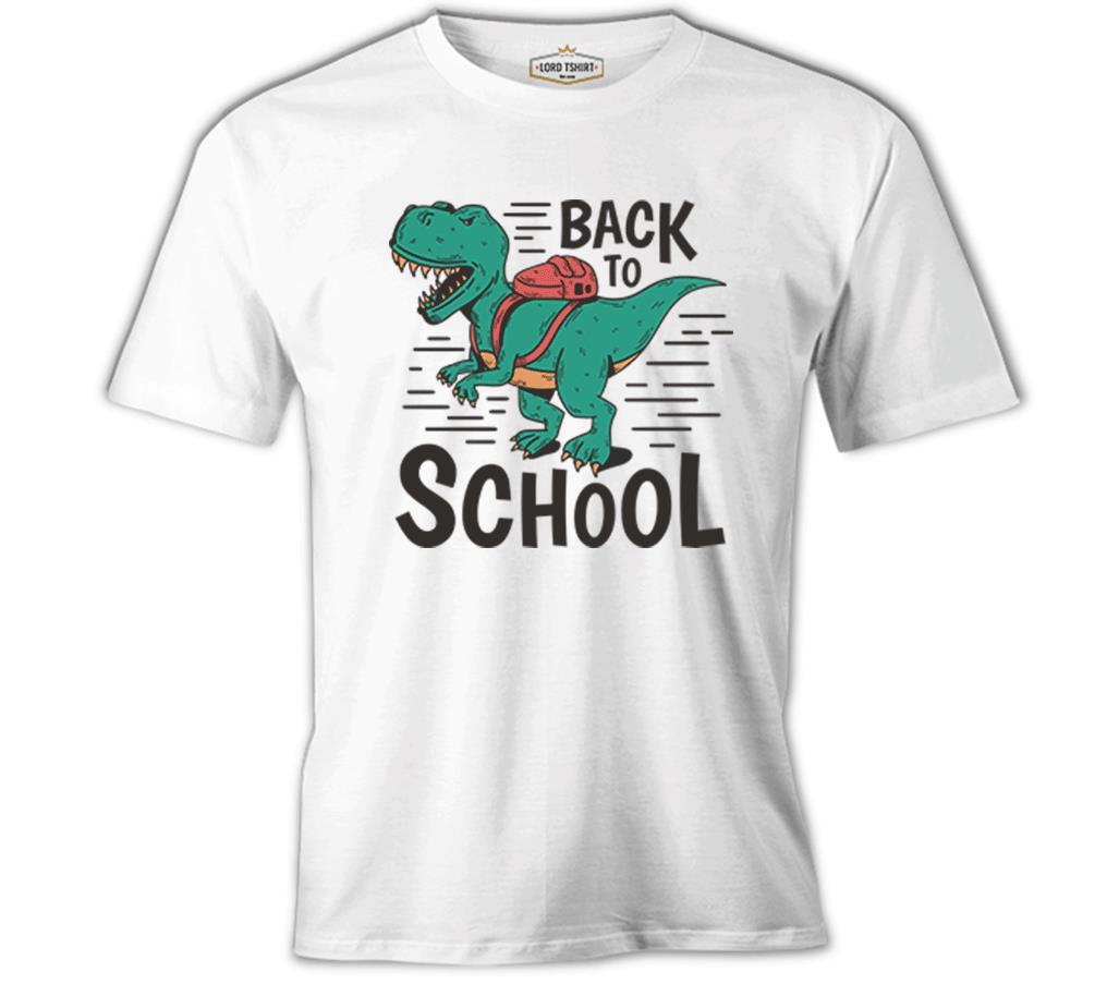 Dinosaur Back to School with the Bag Beyaz Erkek Tshirt