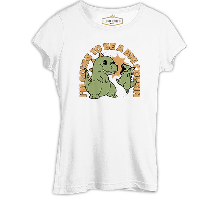 Dinosaurs Family Big Cousin Beyaz Kadın Tshirt