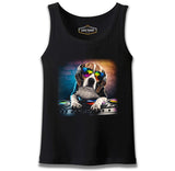 DJ Dog with Headphone Playing the Board Black Male Athlete