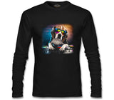 DJ Dog with Headphone Playing the Board Black Men's Sweatshirt