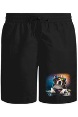 DJ Dog with Headphone Playing the Board Unisex Siyah Şort