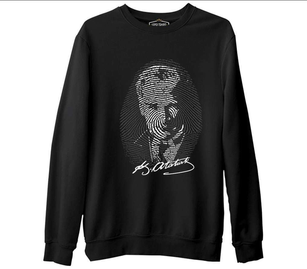 DNA'mızda Var - Atatürk Siyah Erkek Kalın Sweatshirt