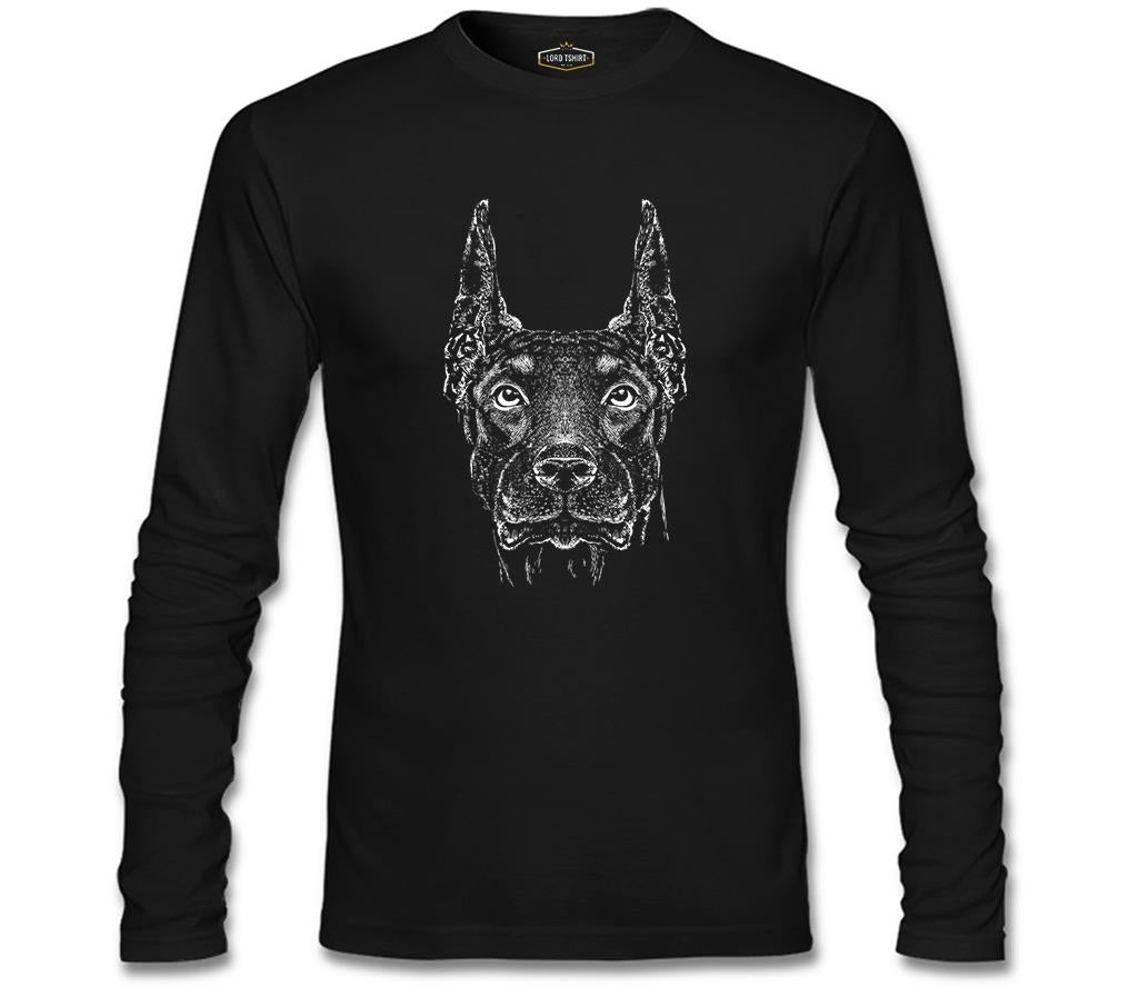 Doberman Dog Realistic Siyah Erkek Sweatshirt