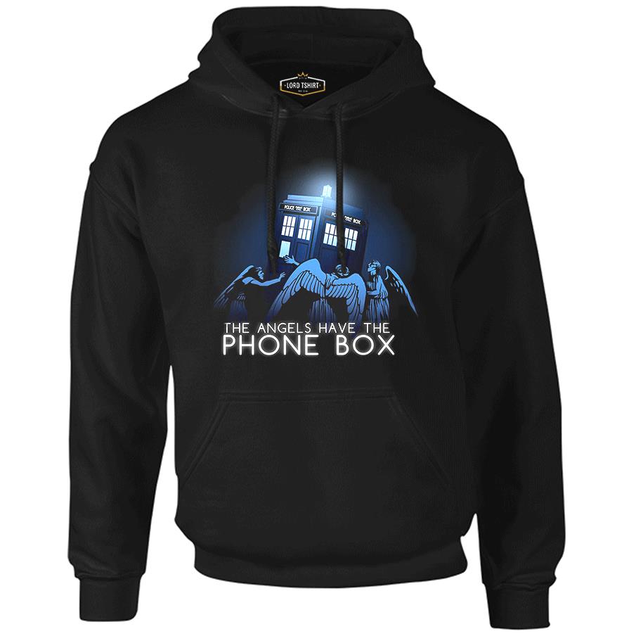 Doctor Who - Angels Have The Phone Box Black Men's Zipperless Hoodie