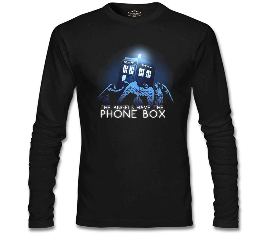 Doctor Who - Angels Have The Phone Box Siyah Erkek Sweatshirt