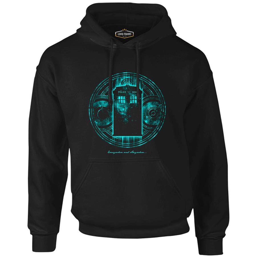 Doctor Who - Anywhere Siyah Erkek Fermuarsız Kapşonlu