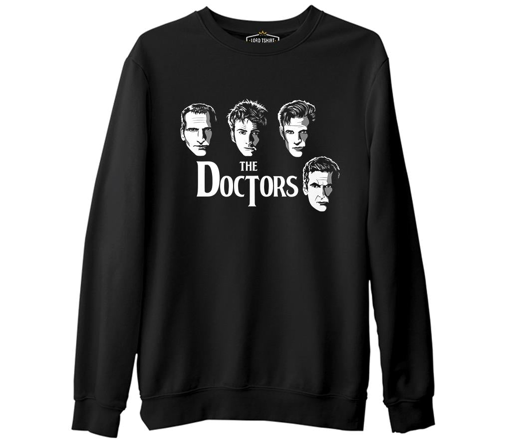 Doctor Who - The Doctors  Siyah Erkek Kalın Sweatshirt