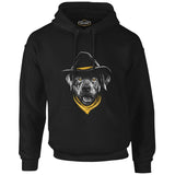 Dog Wearing a Hat and a Yellow Bandana Black Men's Zipperless Hoodie