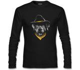 Dog Wearing a Hat and a Yellow Bandana Black Men's Sweatshirt
