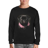 Dog Wearing Pink Fur Black Kids Sweatshirt