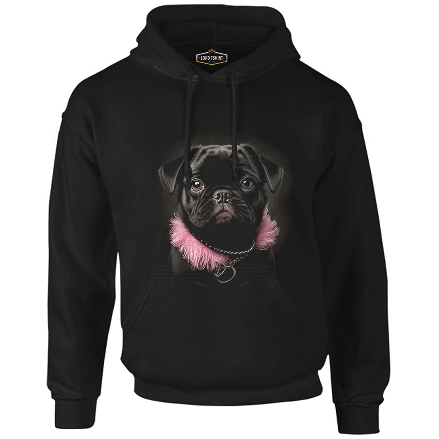 Dog Wearing Pink Fur Black Men's Zipperless Hoodie