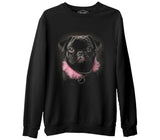 Dog Wearing Pink Fur Siyah Erkek Kalın Sweatshirt