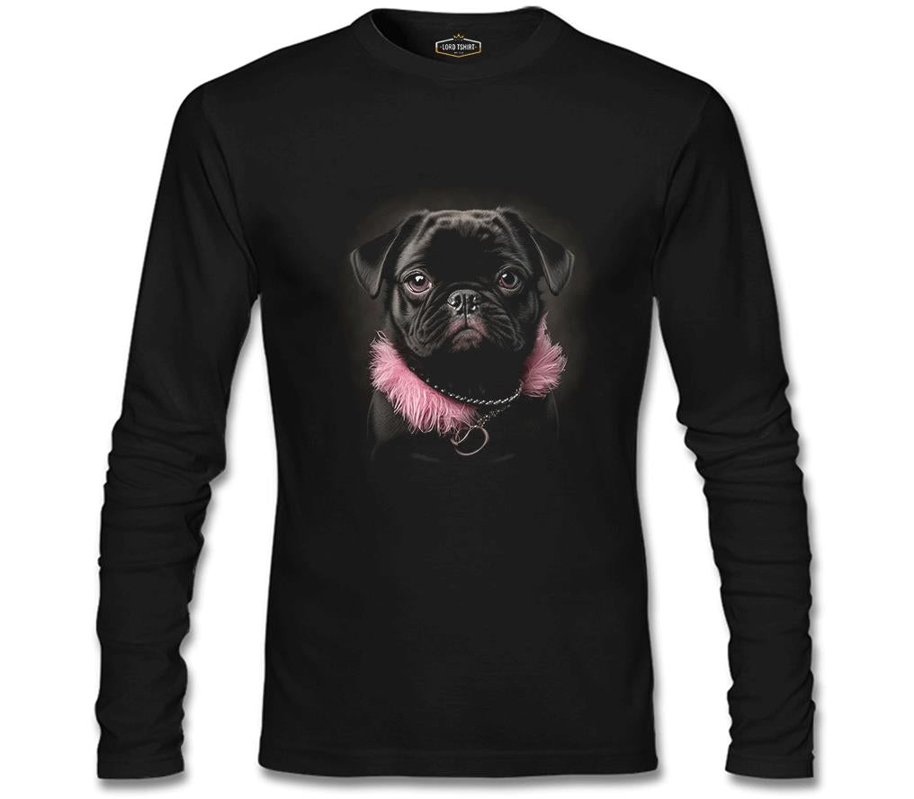 Dog Wearing Pink Fur Siyah Erkek Sweatshirt