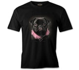 Dog Wearing Pink Fur Black Men's Tshirt