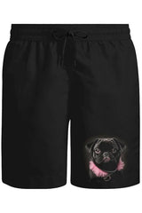 Dog Wearing Pink Fur Unisex Siyah Şort