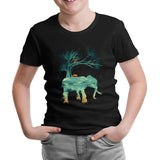 Doğa Macera Kamp Fil Siyah Çocuk Tshirt