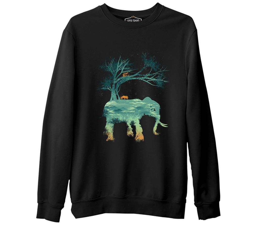 Nature Adventure Camping Elephant Black Men's Thick Sweatshirt 