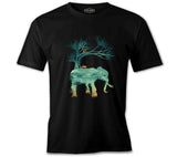Doğa Macera Kamp Fil Siyah Erkek Tshirt