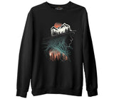 Doğa Macera Kamp Silüet Siyah Erkek Kalın Sweatshirt