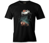 Doğa Macera Kamp Silüet Siyah Erkek Tshirt
