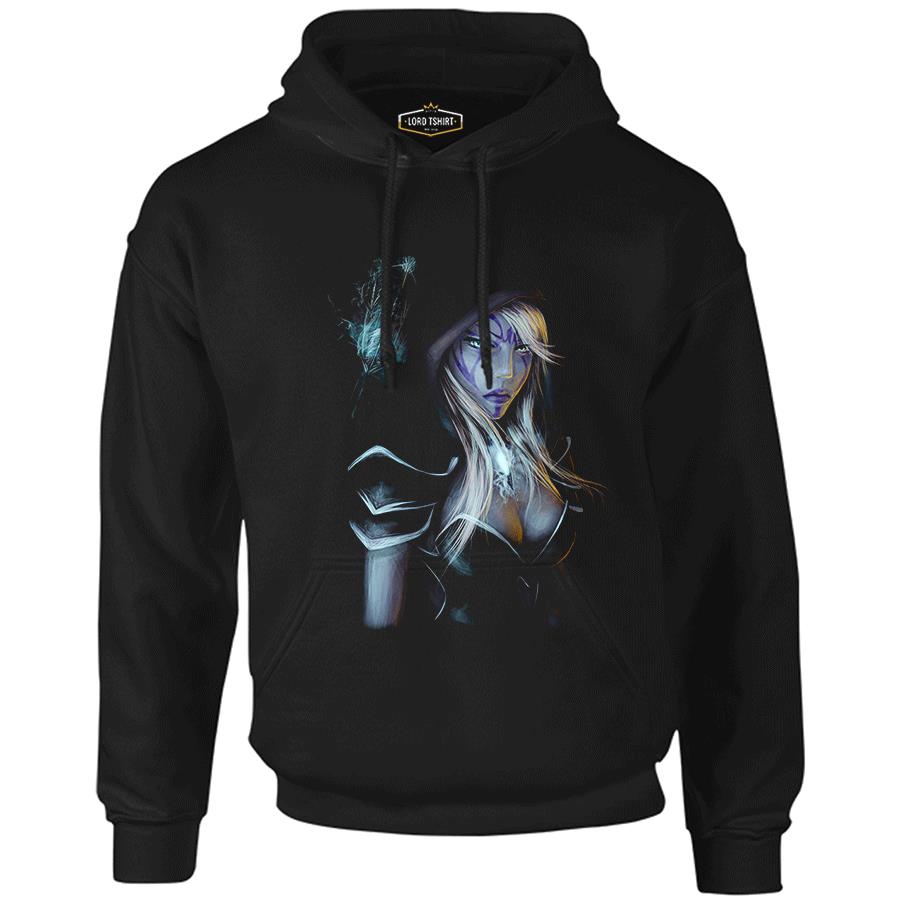 Dota 2 - Drow Ranger 2 Siyah Erkek Fermuarsız Kapşonlu