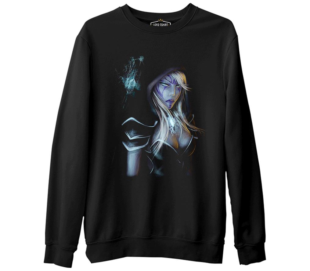 Dota 2 - Drow Ranger 2  Siyah Erkek Kalın Sweatshirt