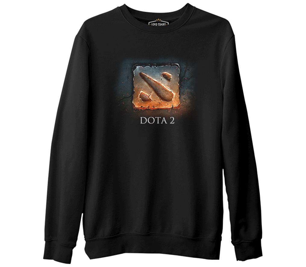 Dota 2 - Logo1  Siyah Erkek Kalın Sweatshirt