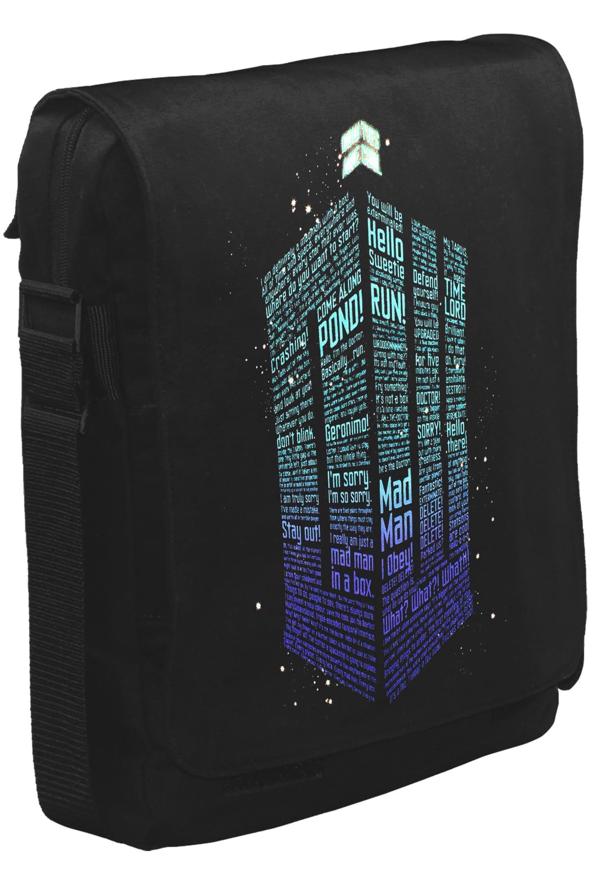 Dr.Who - Bow Ties Unisex Siyah Postacı Çanta