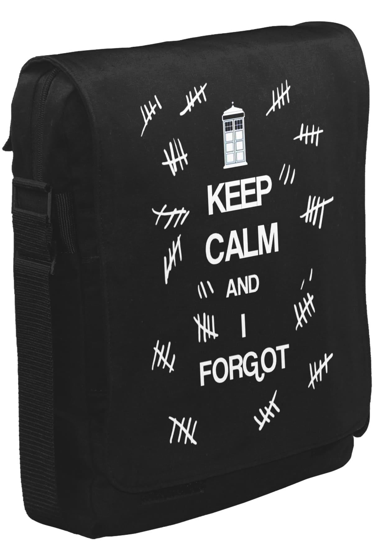 Dr. Who - Keep Calm and i Forgot Unisex Siyah Postacı Çanta