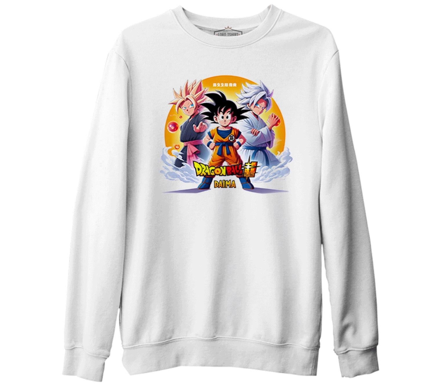 Dragon Ball Daima Ateş Topu Beyaz Erkek Kalın Sweatshirt