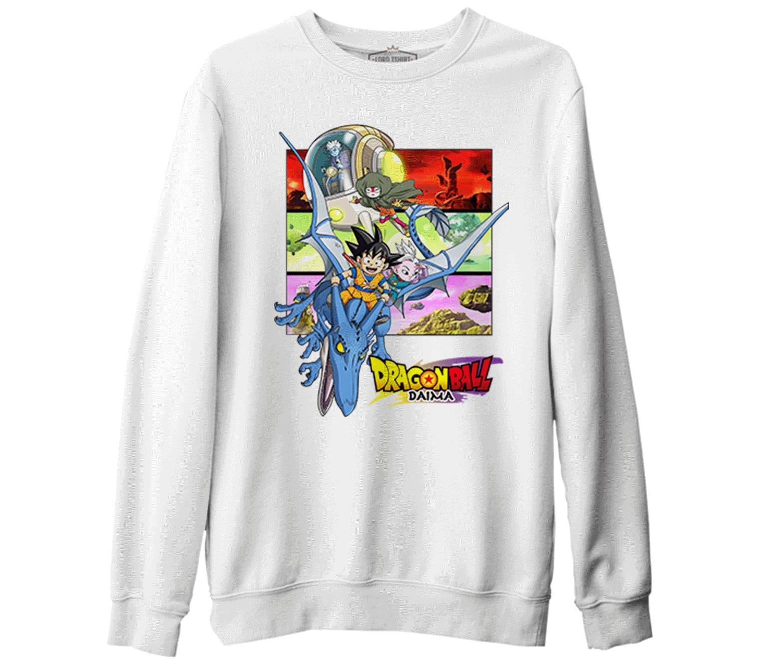 Dragon Ball Daima Ejderha Shen Long Beyaz Erkek Kalın Sweatshirt