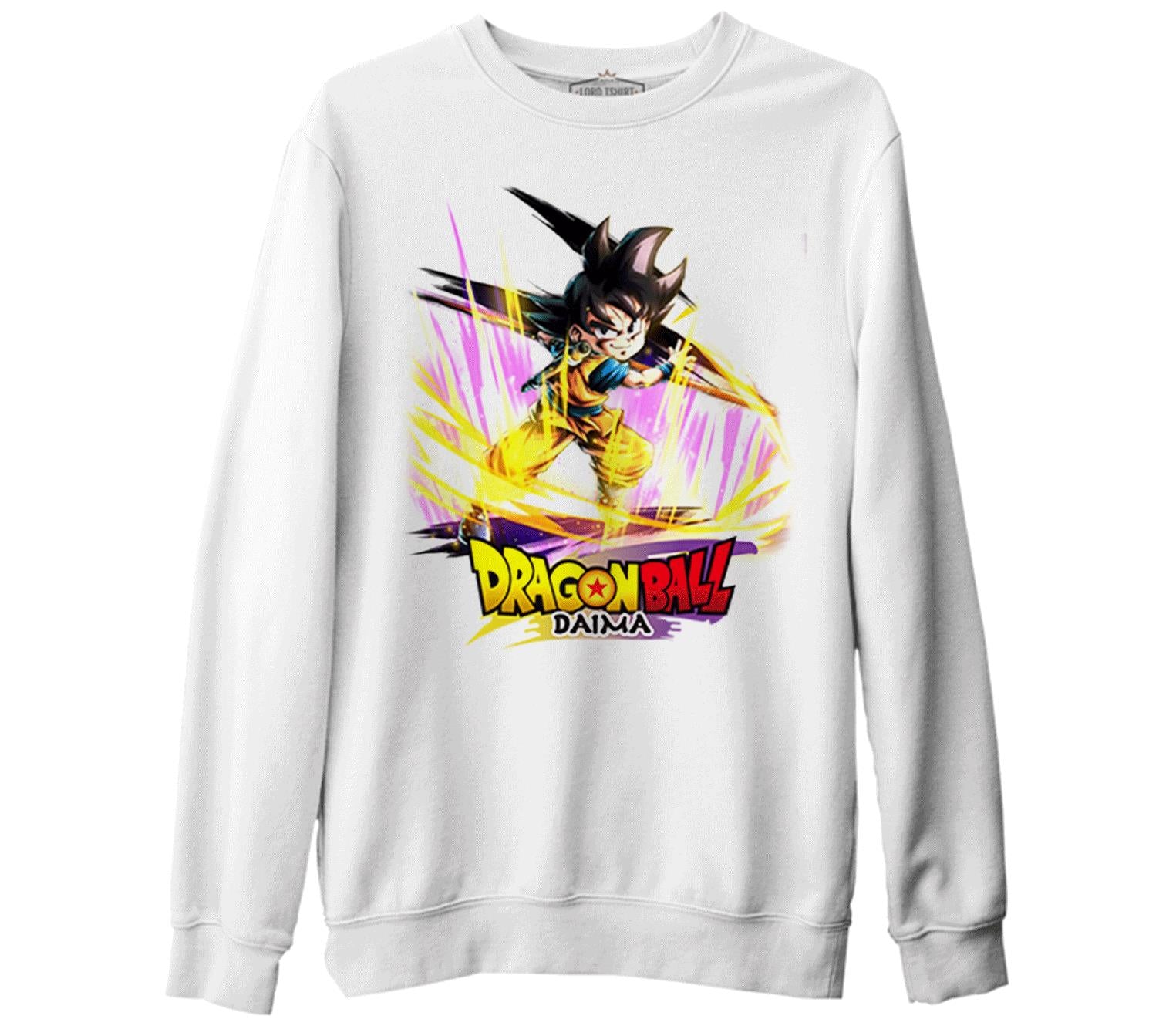 Dragon Ball Daima Yıldız Beyaz Erkek Kalın Sweatshirt